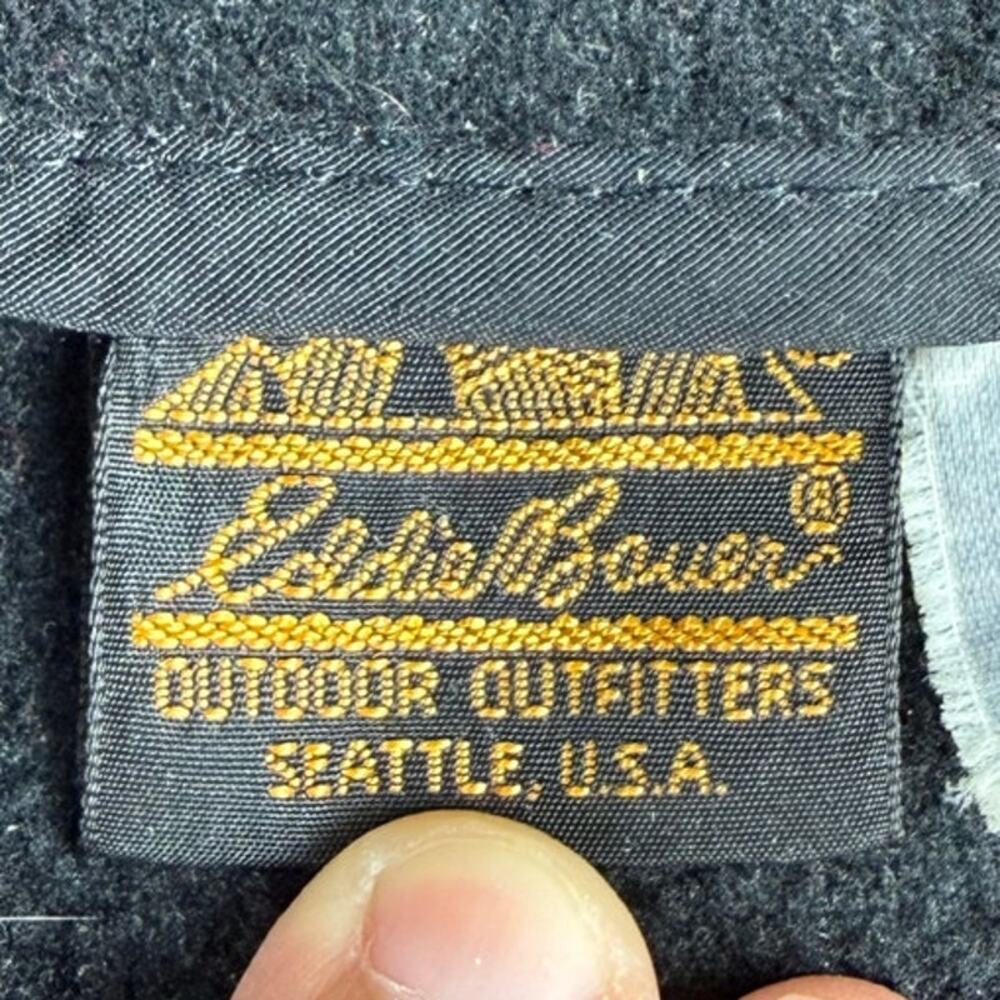 Vintage Eddie Bauer Black Quarter-Zip Fleece Jacket XL - Picture 6 of 8